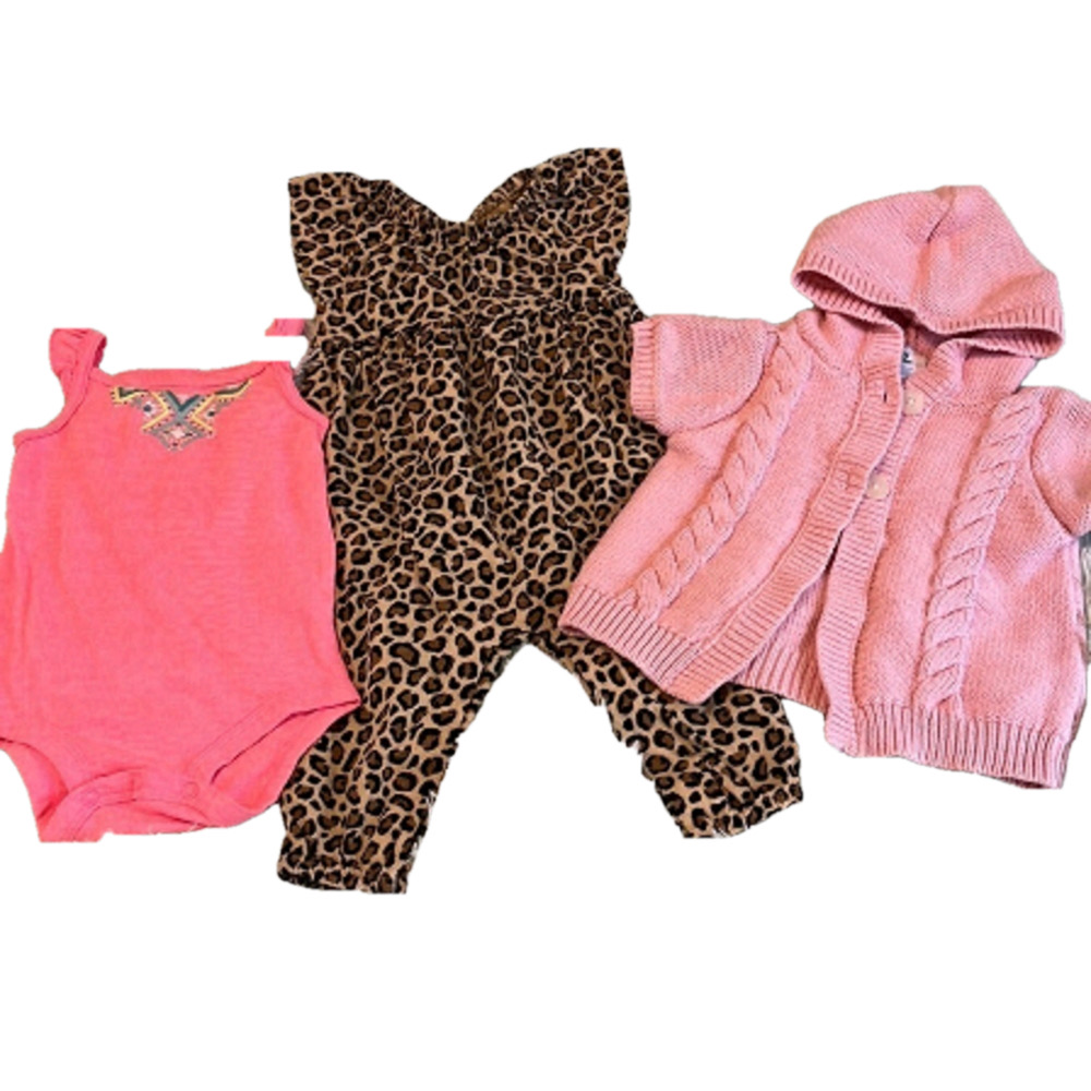 Girls 6-12 months stylish clothing lot three pieces.